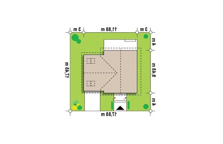 Projekt domu jednorodzinnego Z43 - Usytuowanie - wersja lustrzana