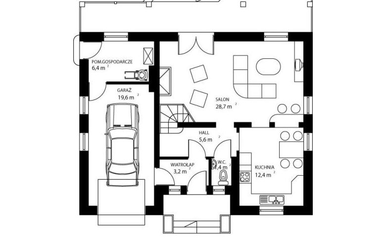 Projekt domu jednorodzinnego HG-C1 - rzut parteru