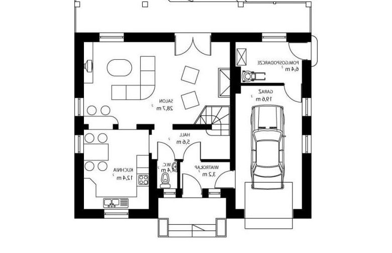 Projekt domu jednorodzinnego HG-C1 - rzut parteru