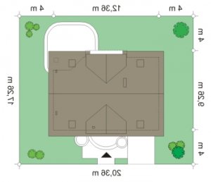 Usytuowanie budynku Koniczynka (412) w wersji lustrzanej