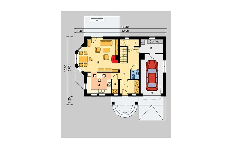 Projekt domu jednorodzinnego LK&511 - parter