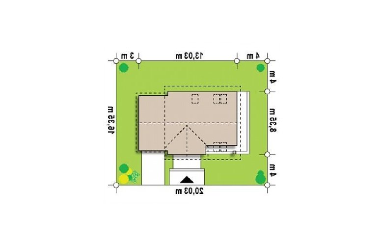 Projekt domu jednorodzinnego Z33 - Usytuowanie - wersja lustrzana