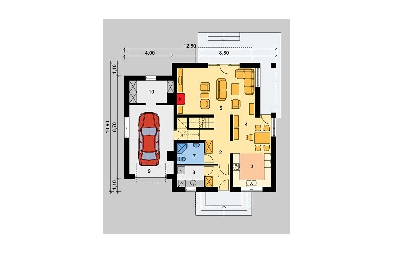 Projekt domu jednorodzinnego LK&512 - parter