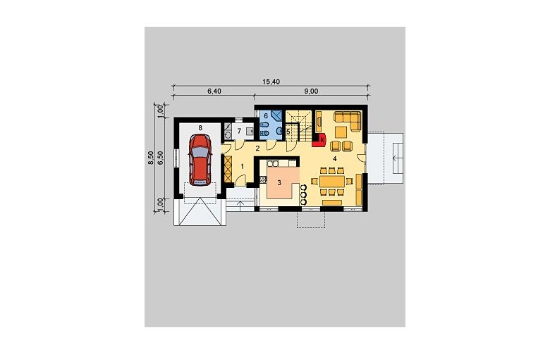 Projekt domu jednorodzinnego LK&515 - parter