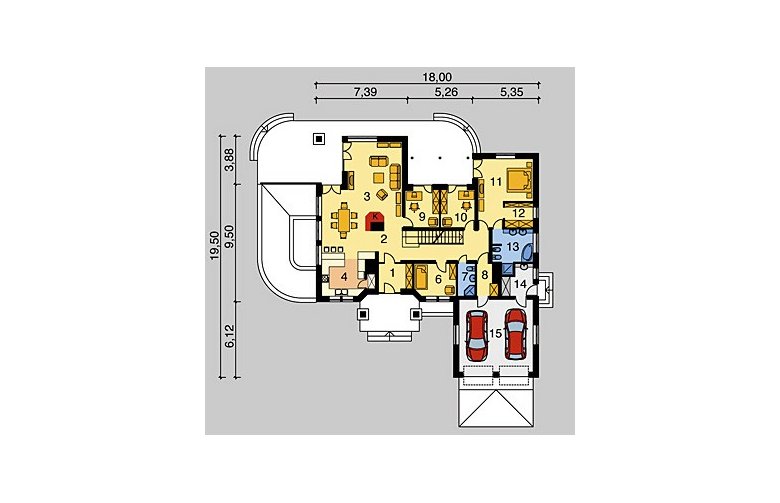 Projekt domu piętrowego LK&520 - parter