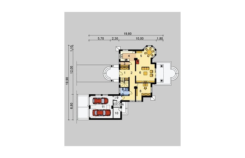 Projekt domu piętrowego LK&527 - parter