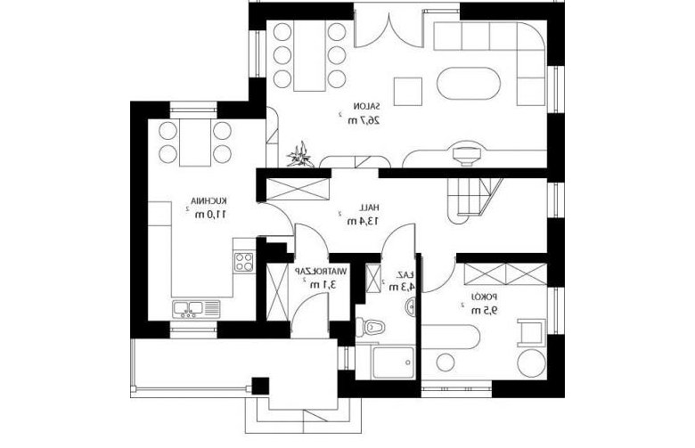 Projekt domu jednorodzinnego HG-A4 - rzut parteru