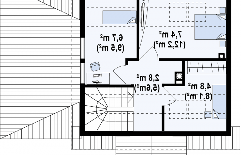 Projekt domu jednorodzinnego Z57 (całoroczny) - rzut poddasza