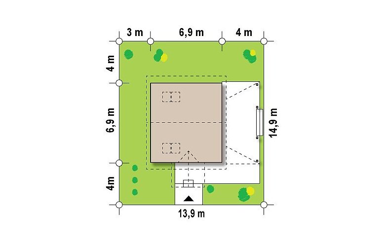 Projekt domu jednorodzinnego Z57 (całoroczny) - Usytuowanie