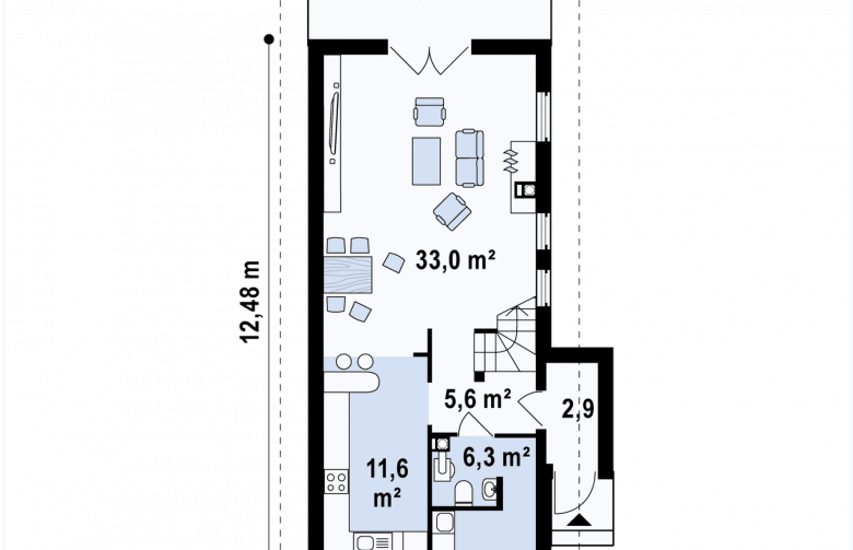 Projekt domu piętrowego Z25 - rzut parteru