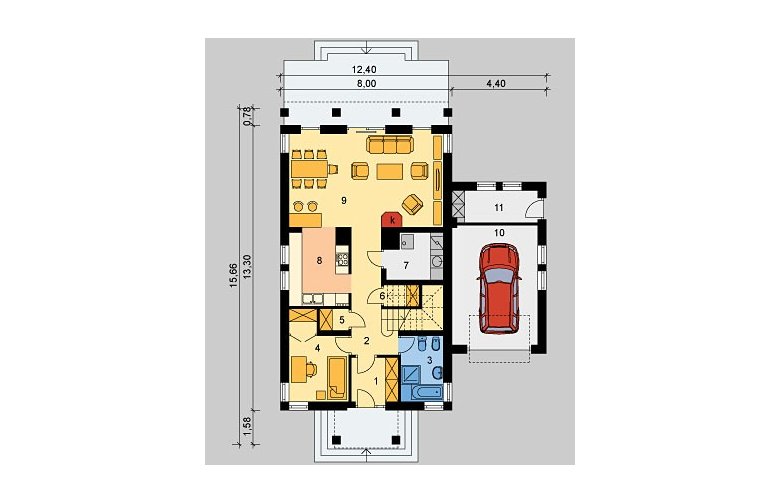 Projekt domu jednorodzinnego LK&534 - parter