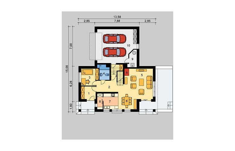 Projekt domu jednorodzinnego LK&539 - parter