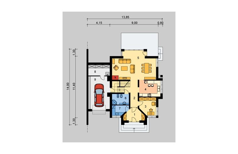 Projekt domu bliźniaczego LK&541 - parter