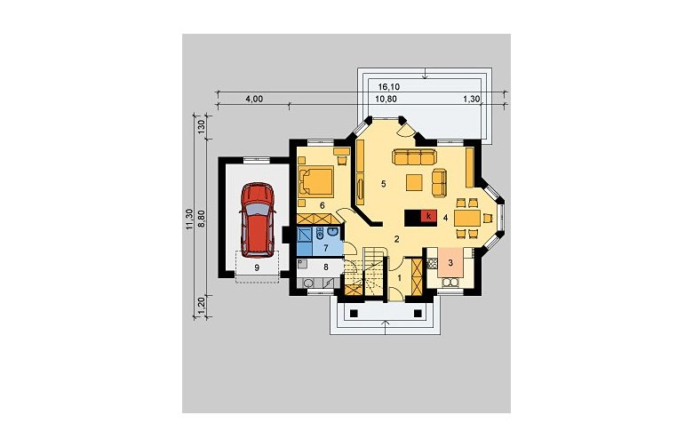 Projekt domu jednorodzinnego LK&542 - parter