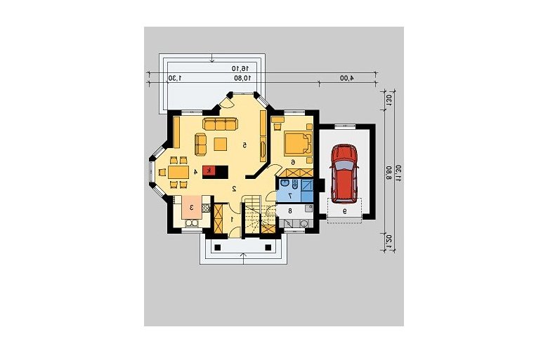 Projekt domu jednorodzinnego LK&542 - parter
