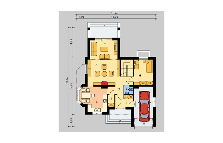 Projekt domu jednorodzinnego LK&544 - parter