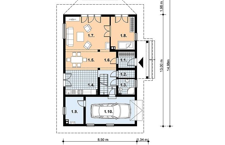 Projekt domu z bala L-89 BAL - 