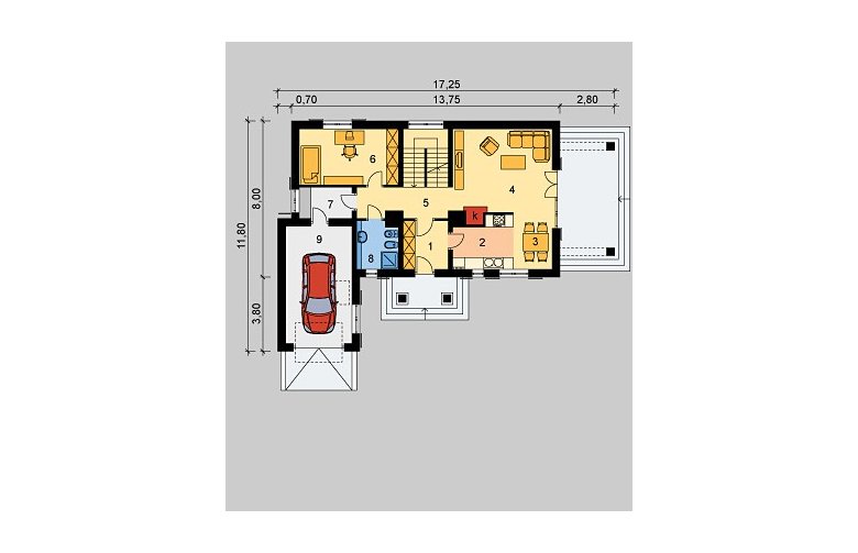 Projekt domu jednorodzinnego LK&551 - parter