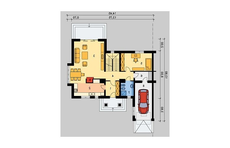 Projekt domu bliźniaczego LK&552 - parter