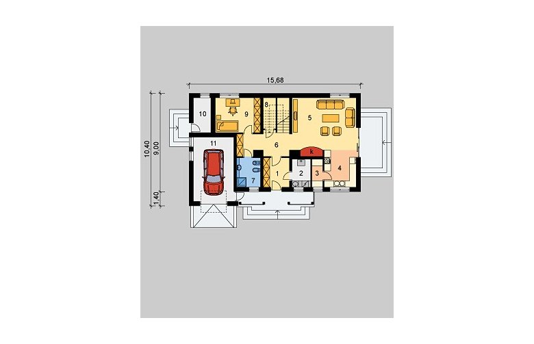Projekt domu jednorodzinnego LK&553 - parter