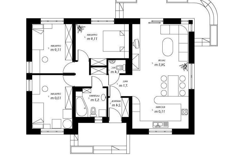 Projekt domu jednorodzinnego HG-D2 - rzut parteru