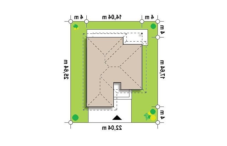 Projekt domu parterowego Z96 - Usytuowanie - wersja lustrzana