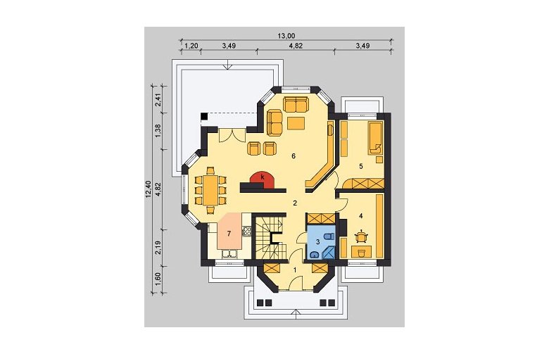 Projekt domu jednorodzinnego LK&577 - parter