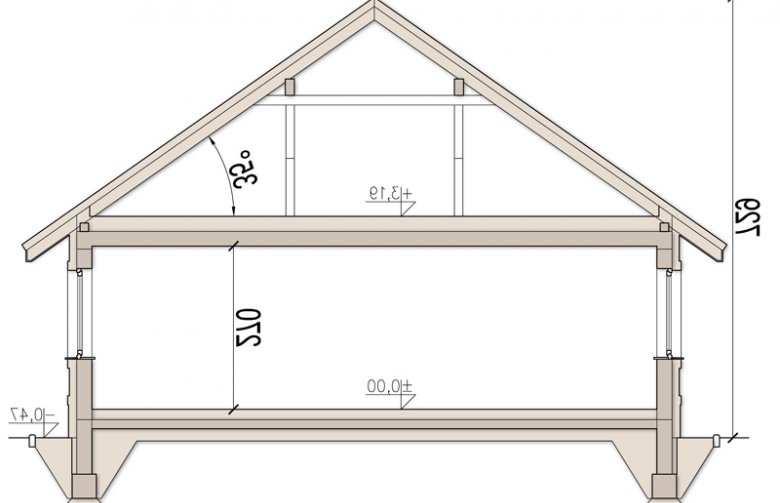 Projekt domu parterowego Daktyl 2 - przekrój 1