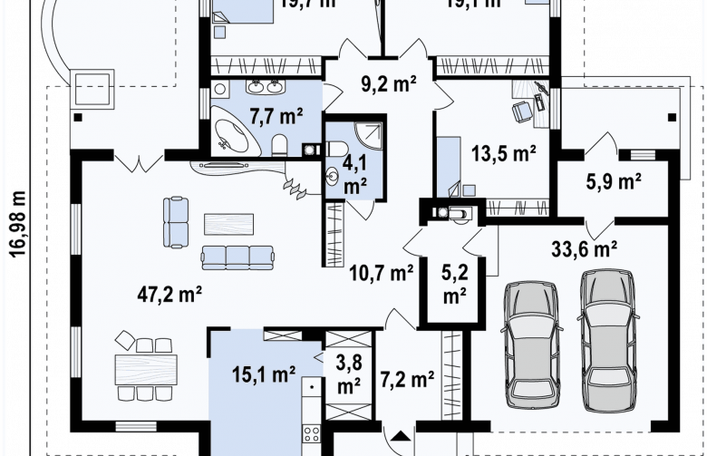 Projekt domu parterowego Z17 - rzut parteru