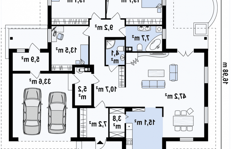 Projekt domu parterowego Z17 - rzut parteru