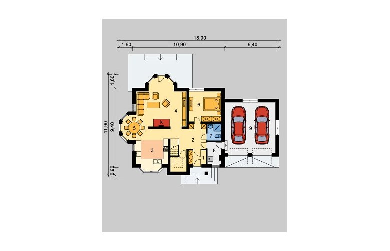 Projekt domu jednorodzinnego LK&586 - parter