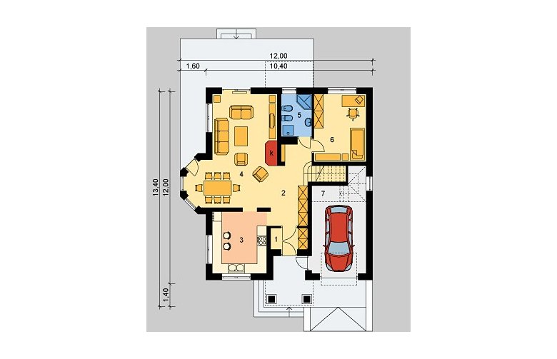 Projekt domu jednorodzinnego LK&587 - parter