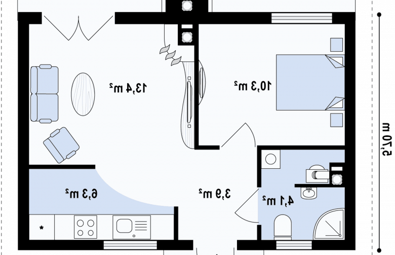 Projekt domu z bala Z42 D - rzut parteru