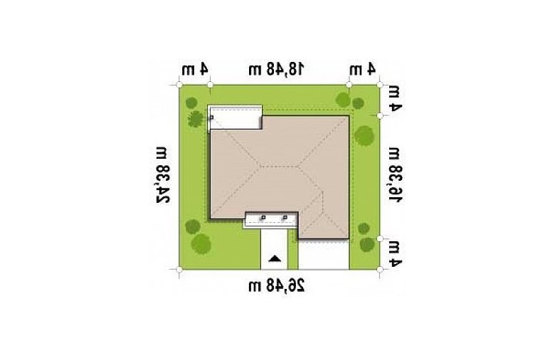 Projekt domu parterowego Z26 - Usytuowanie - wersja lustrzana