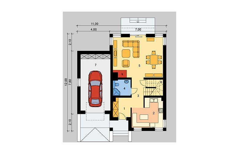 Projekt domu jednorodzinnego LK&595 - parter