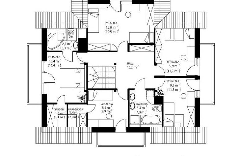 Projekt domu jednorodzinnego HG-C4 - rzut poddasza