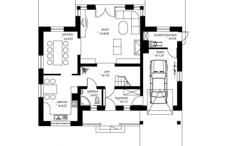 Projekt domu jednorodzinnego HG-C4 - rzut parteru