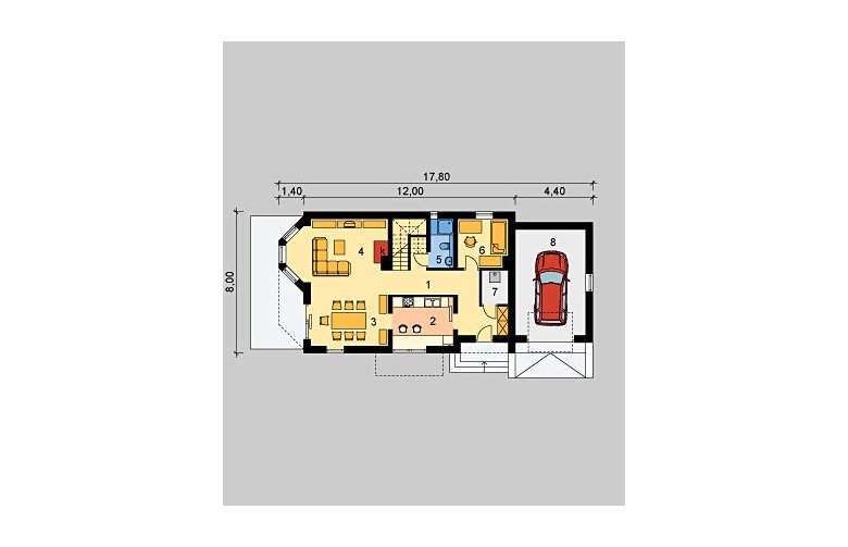 Projekt domu jednorodzinnego LK&597 - parter