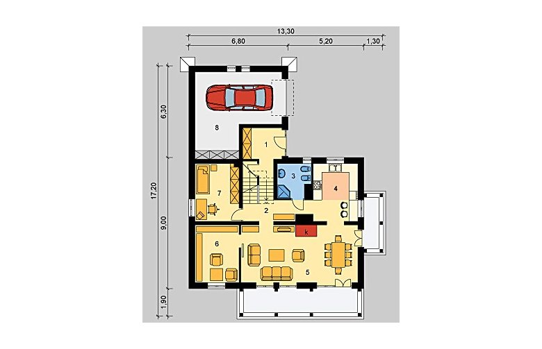 Projekt domu jednorodzinnego LK&599 - parter