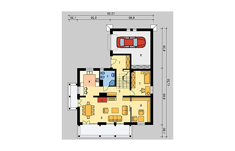 Projekt domu jednorodzinnego LK&599 - parter