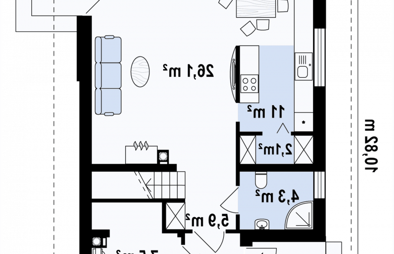 Projekt domu jednorodzinnego Z295 - rzut parteru