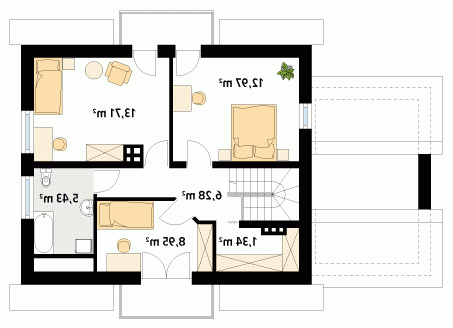 Rzut projektu Azalia 5 - wersja lustrzana