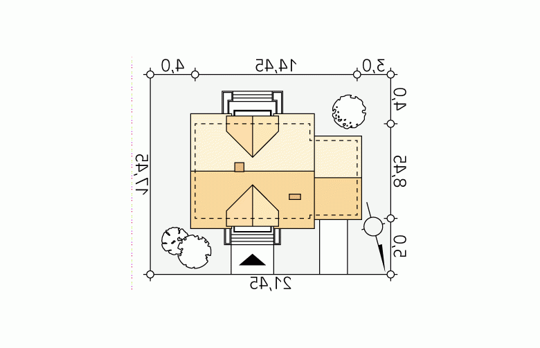 Projekt domu tradycyjnego Azalia 5 - Usytuowanie - wersja lustrzana