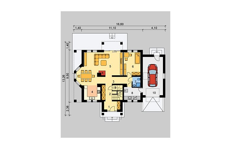 Projekt domu jednorodzinnego LK&604 - parter