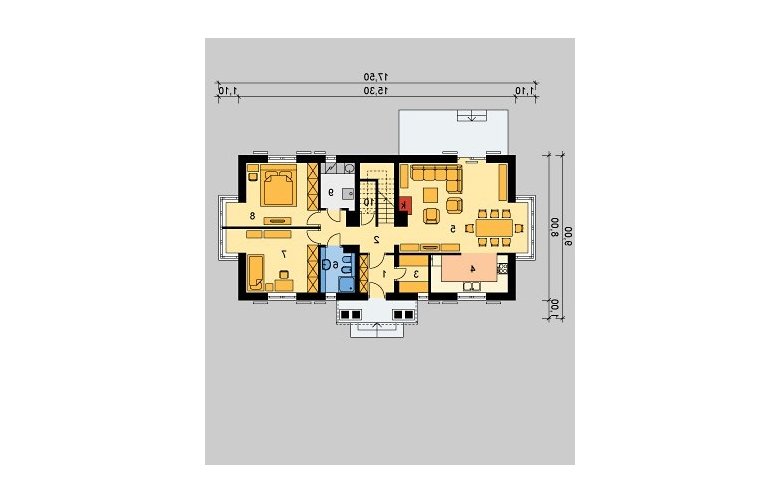 Projekt domu piętrowego LK&605 - parter
