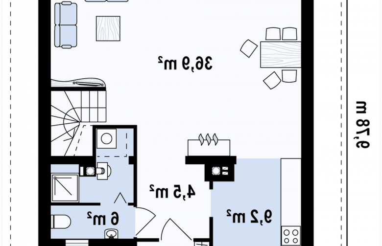 Projekt domu jednorodzinnego Z45 - rzut parteru