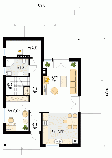 Rzut projektu Amarant dr-T - wersja lustrzana