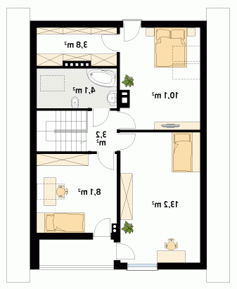 Rzut projektu Amarant dr-T - wersja lustrzana