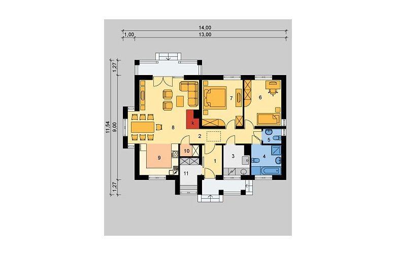 Projekt domu dwurodzinnego LK&610 - parter