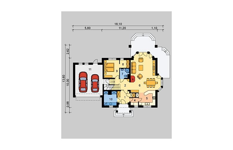 Projekt domu jednorodzinnego LK&614 - parter